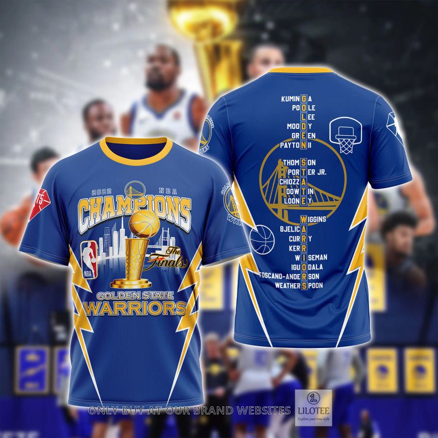 Golden State Warriors Champions Blue 3D T-Shirt 3