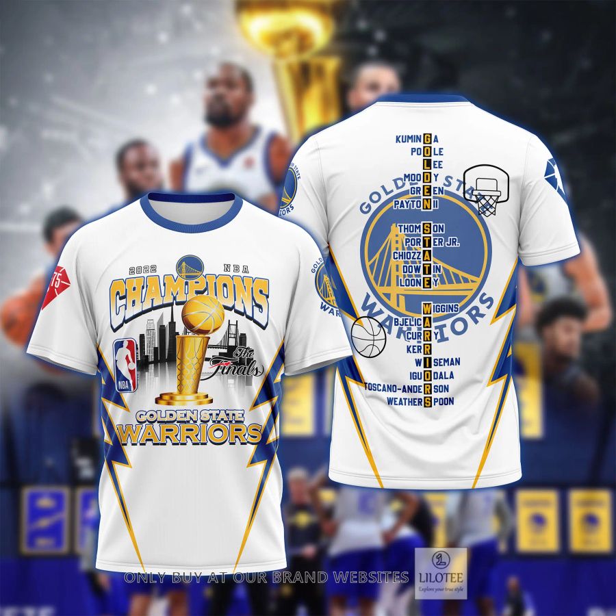 Golden State Warriors Champions White 3D T-Shirt 3