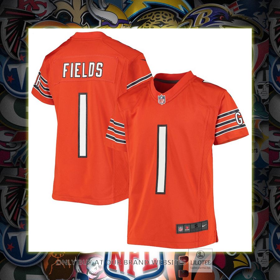 Justin Fields Chicago Bears Nike Youth Game Orange Football Jersey 7
