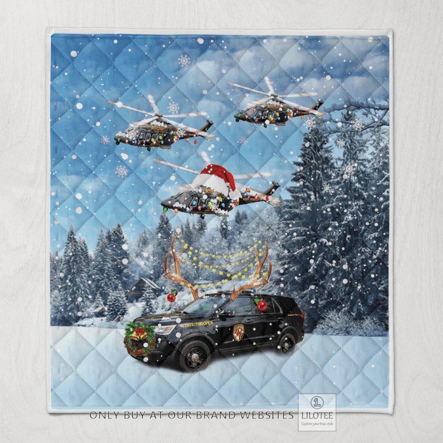 Maryland State Police Car And AgustaWestland AW139 Helicopter Quilt 24