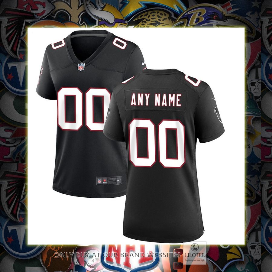 Personalized Atlanta Falcons Nike Women's Throwback Black Football Jersey 7