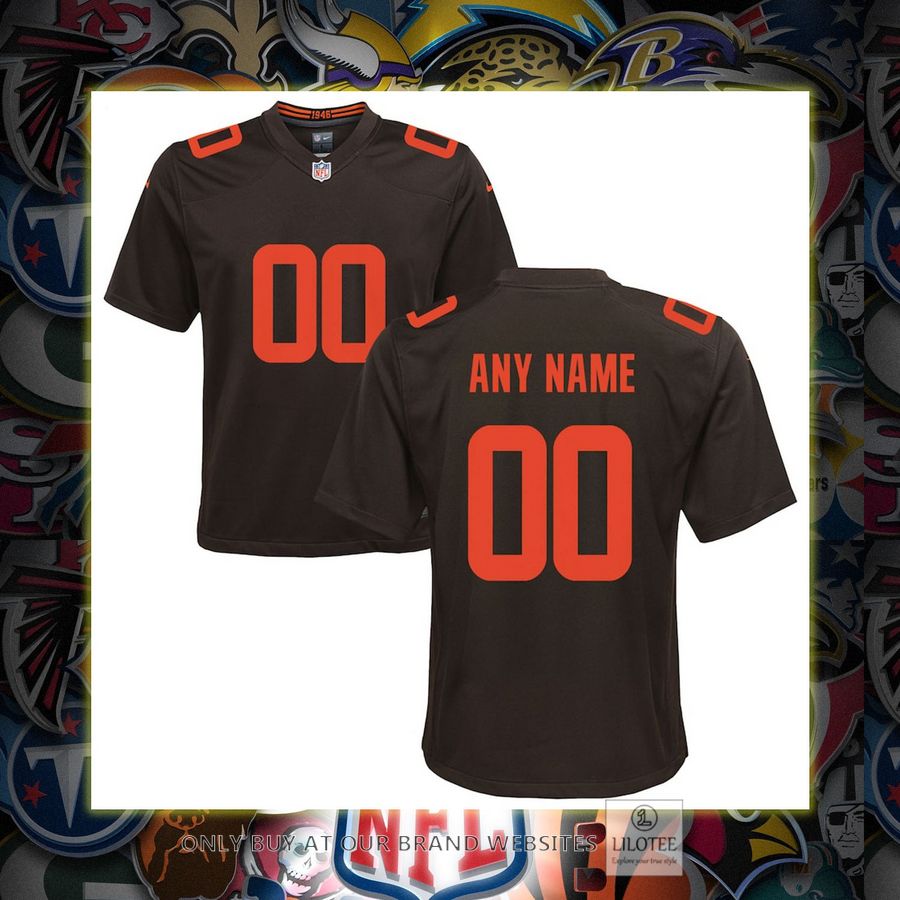 Personalized Cleveland Browns Nike Youth Alternate Brown Football Jersey 6