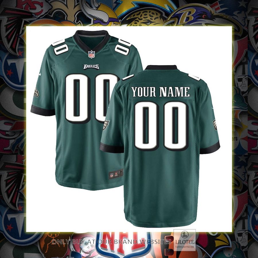 Personalized Philadelphia Eagles Nike Youth Game Midnight Green Football Jersey 7