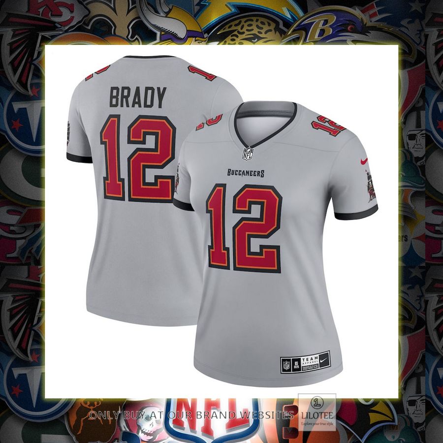 Tom Brady Tampa Bay Buccaneers Nike Women's Inverted Legend Gray Football Jersey 3