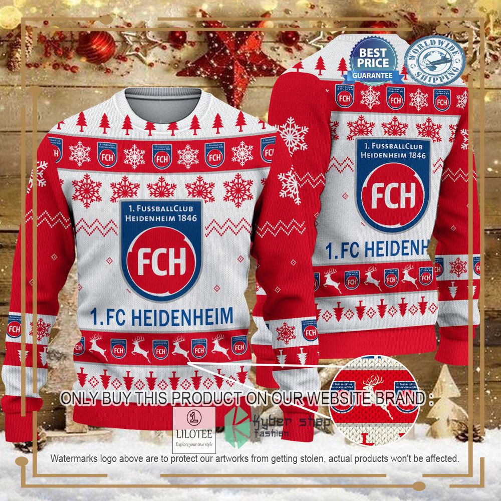 1. FC Heidenheim white red Ugly Christmas Sweater - LIMITED EDITION 7