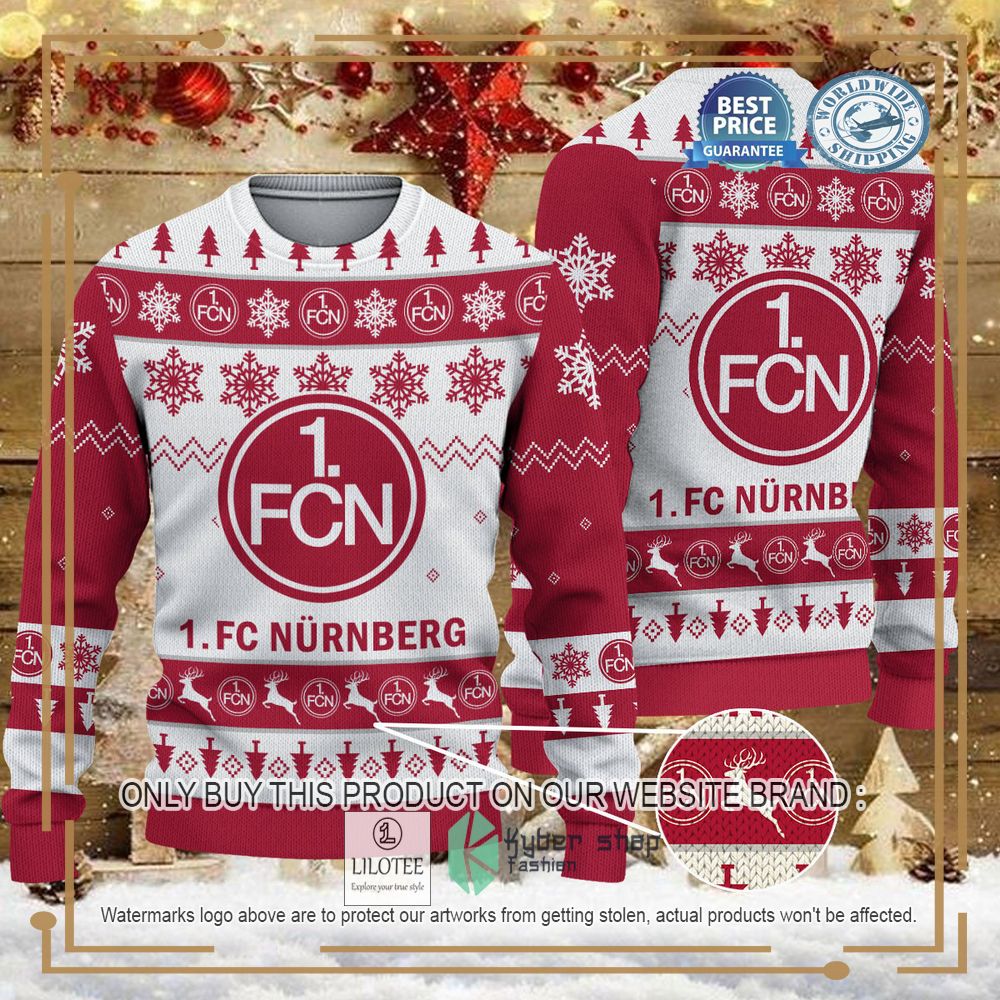 1. FC Nurnberg white red Ugly Christmas Sweater - LIMITED EDITION 6