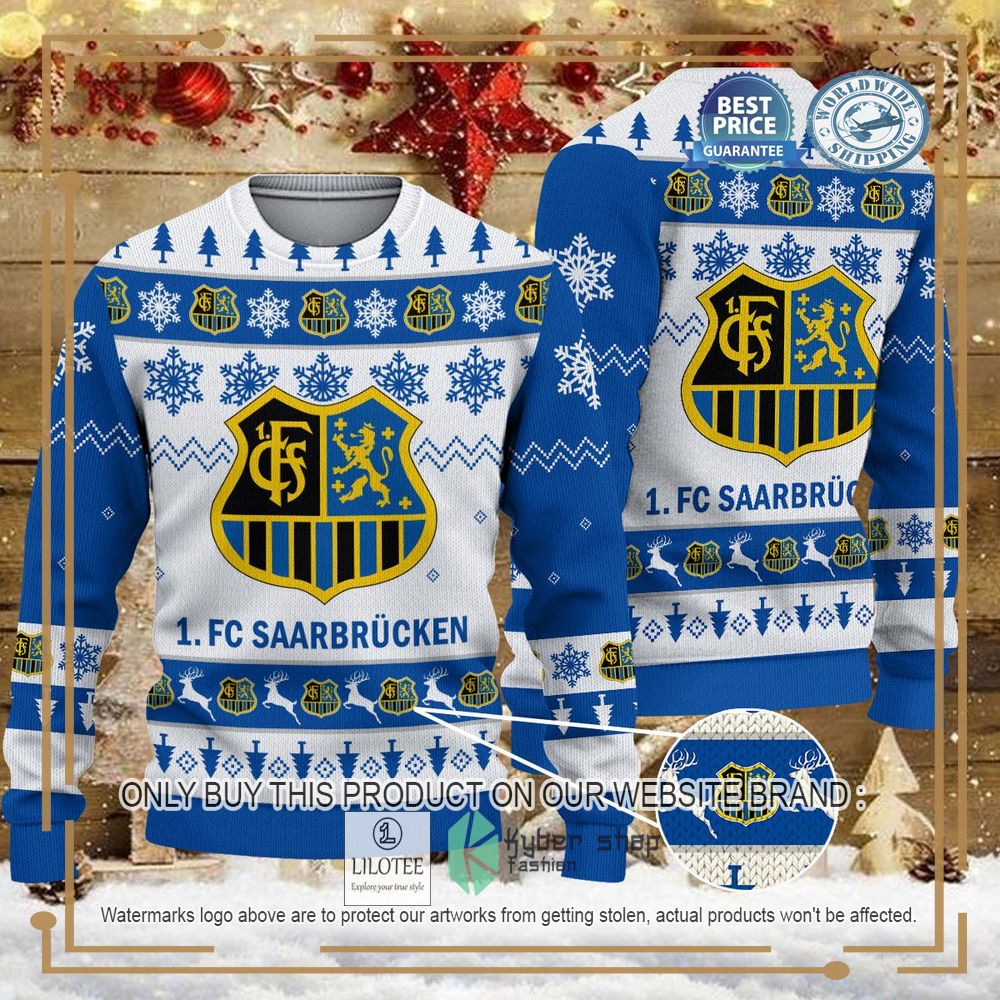 1. FC Saarbrucken white blue Ugly Christmas Sweater - LIMITED EDITION 6