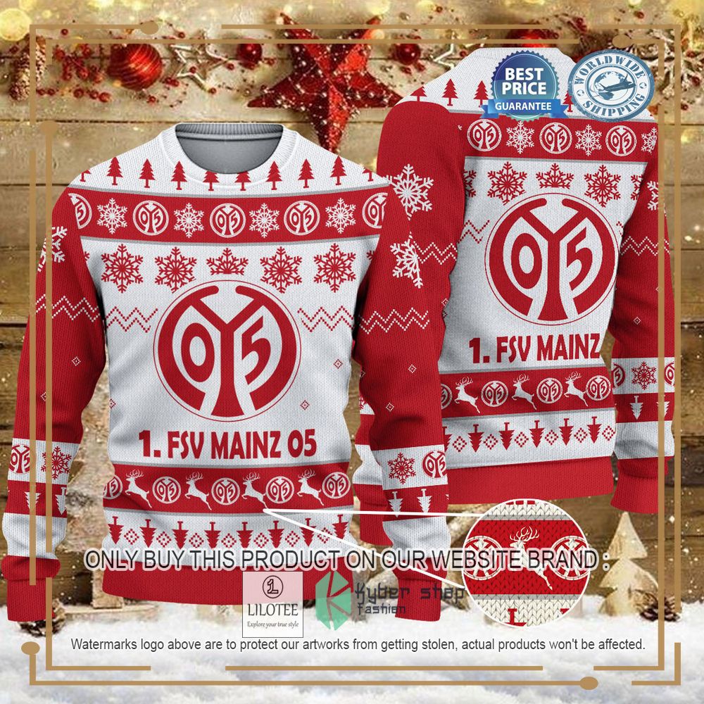 1. FSV Mainz 05 white red Ugly Christmas Sweater - LIMITED EDITION 7