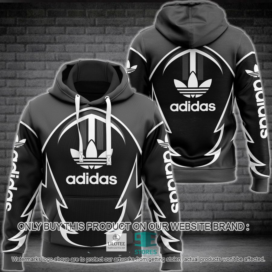Adidas Black and Grey 3D All Over Print Hoodie 8