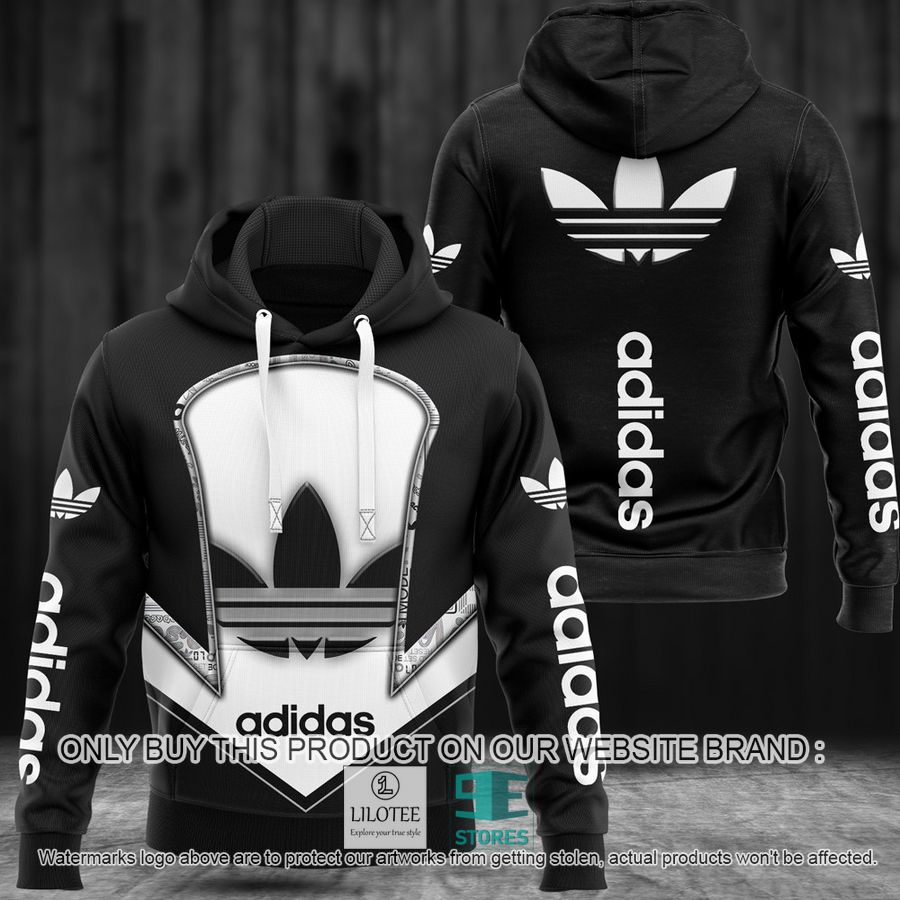 Adidas brand logo Down Arrow black white 3D Hoodie - LIMITED EDITION 8