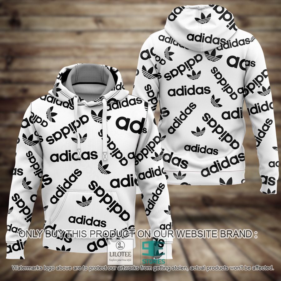 Adidas logo pattern white 3D Hoodie - LIMITED EDITION 9