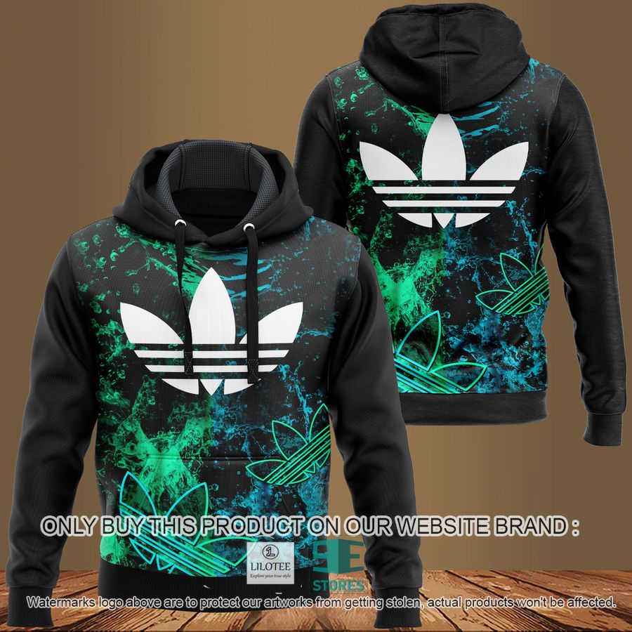 Adidas Neon Blue Green Black 3D All Over Print Hoodie 8