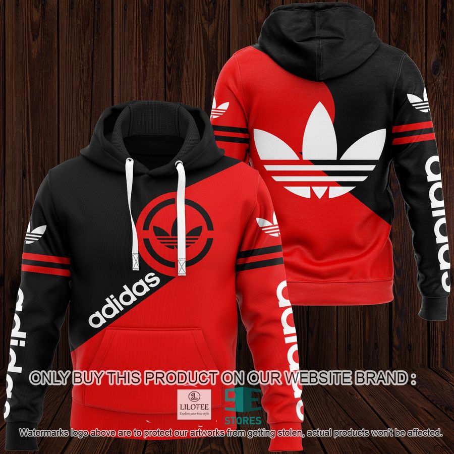 Adidas Red Black 3D All Over Print Hoodie 9
