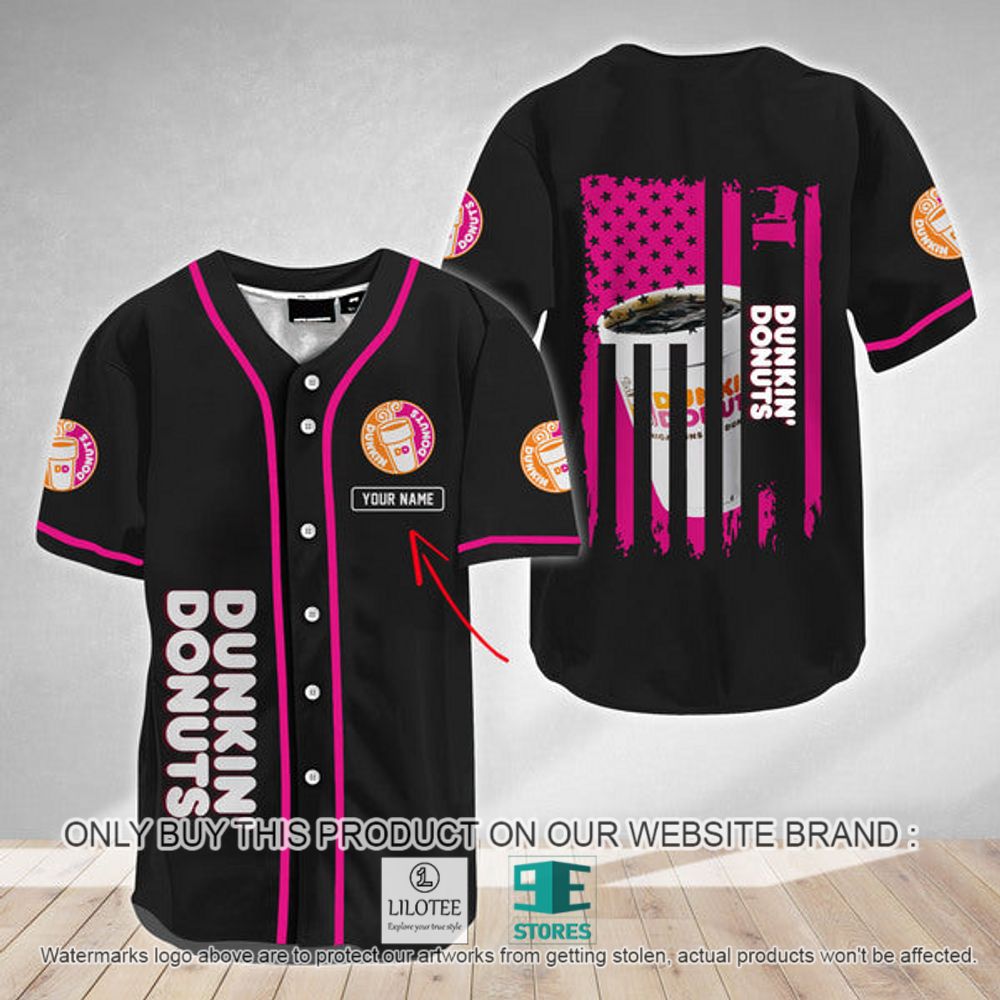 American Flag Dunkin Donuts Custom Name Baseball Jersey - LIMITED EDITION 3