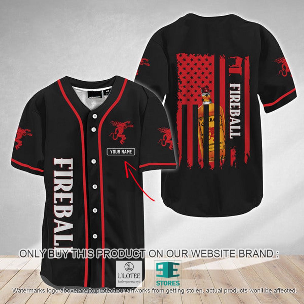American Flag Fireball Whisky Custom Name Baseball Jersey - LIMITED EDITION 2