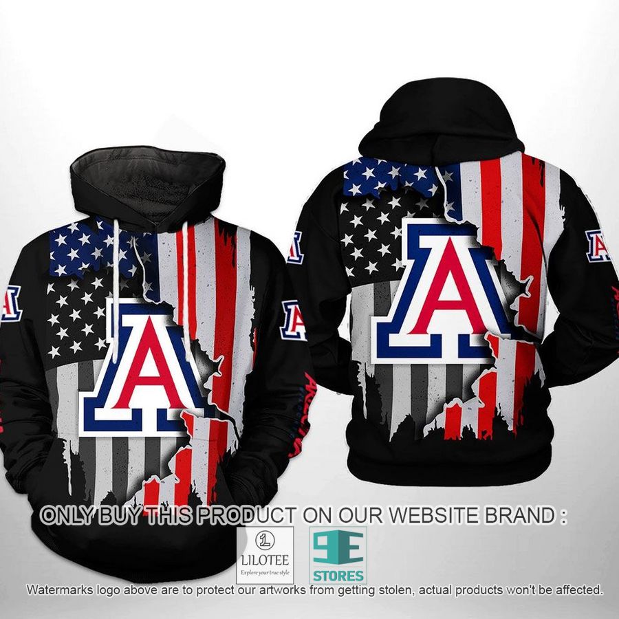 Arizona Wildcats NCAA US Flag black 3D Hoodie, Zip Hoodie - LIMITED EDITION 9