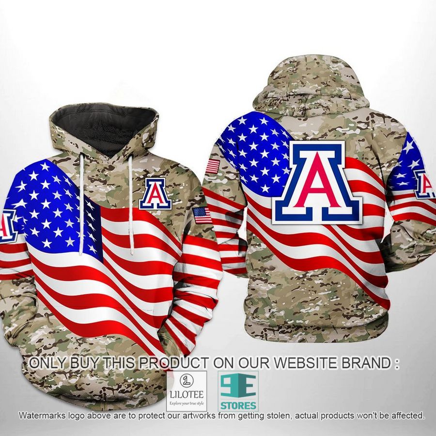 Arizona Wildcats NCAA US Flag Camo Veteran 3D Hoodie, Zip Hoodie - LIMITED EDITION 9