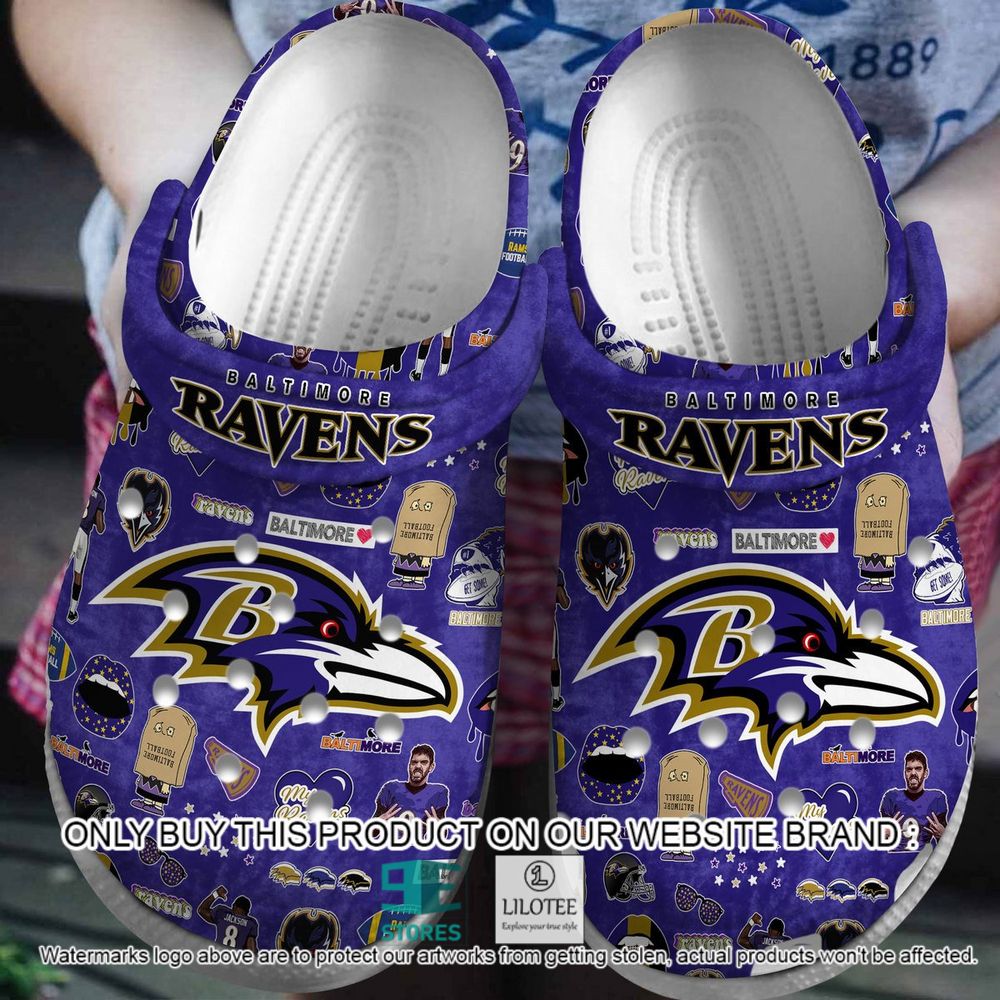 Baltimore Ravens Pattern Crocs Crocband Shoes - LIMITED EDITION 5