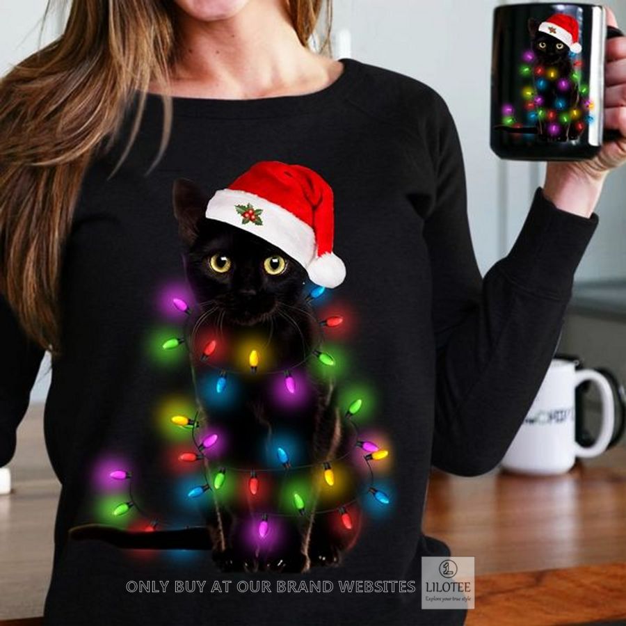 Black Cat Light Christmas 2D Shirt, Hoodie 9