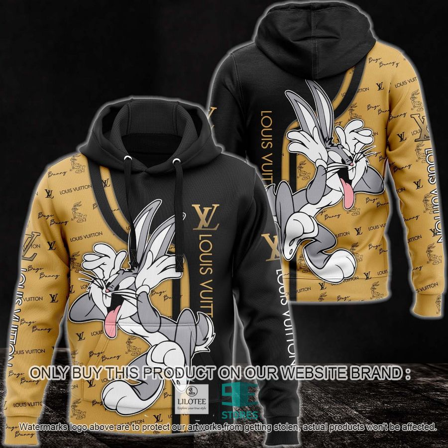 Bugs Bunny Louis Vuitton Black Yellow 3D All Over Print Hoodie 9