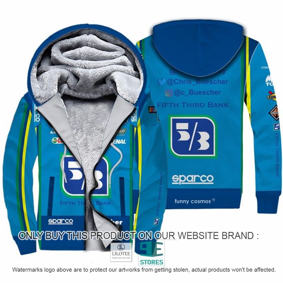 Chris Buescher Nascar 2022 Racing Blue Fleece Hoodie 9