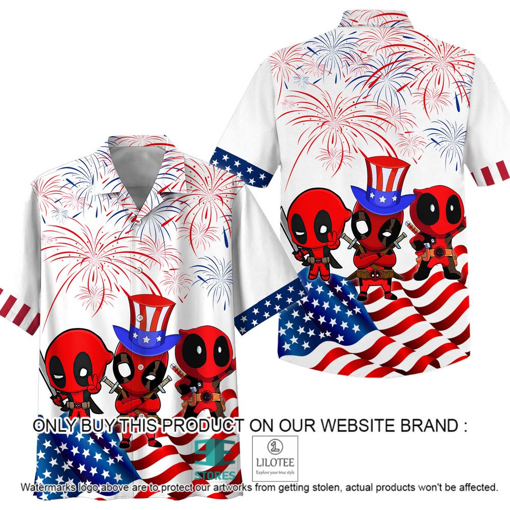 Deadpool Chibi American Flag Hawaiian Shirt - LIMITED EDITION 3