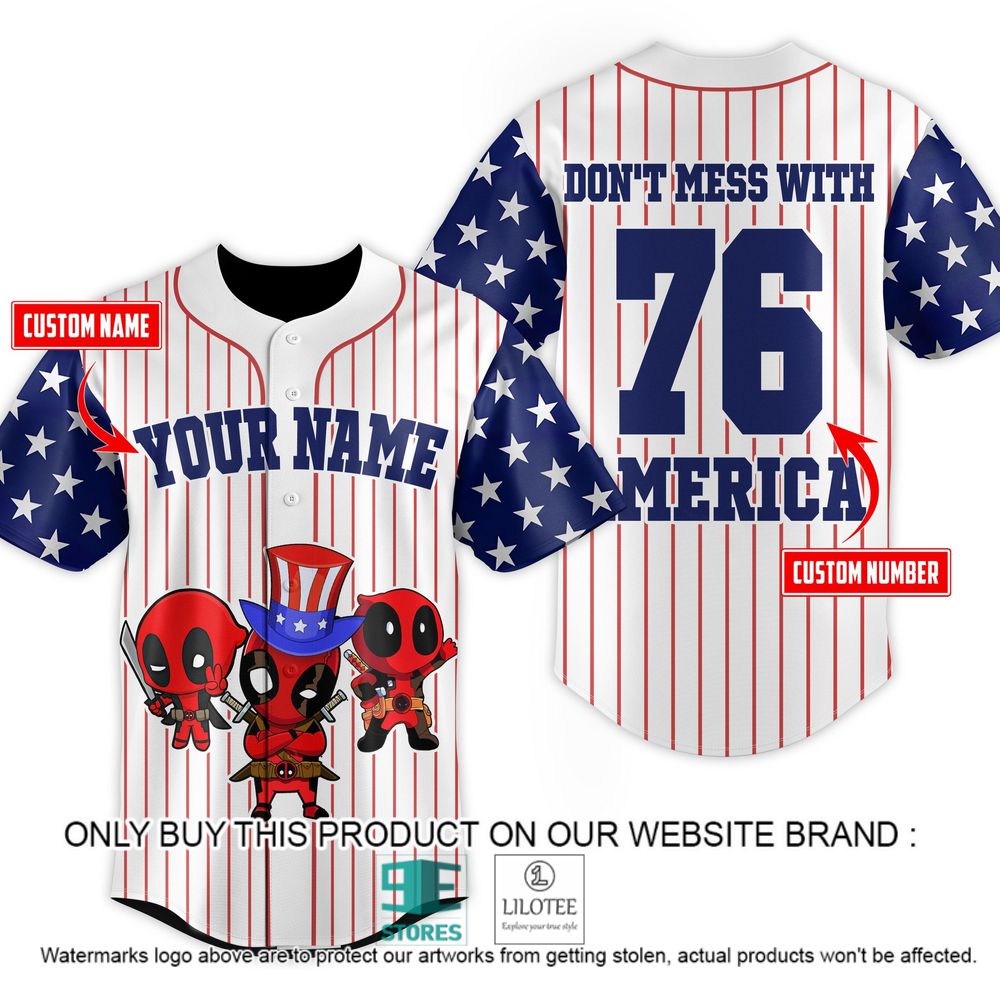 Deadpool Chibi Don't Mess With American Personalized Baseball Jersey - LIMITED EDITION 2