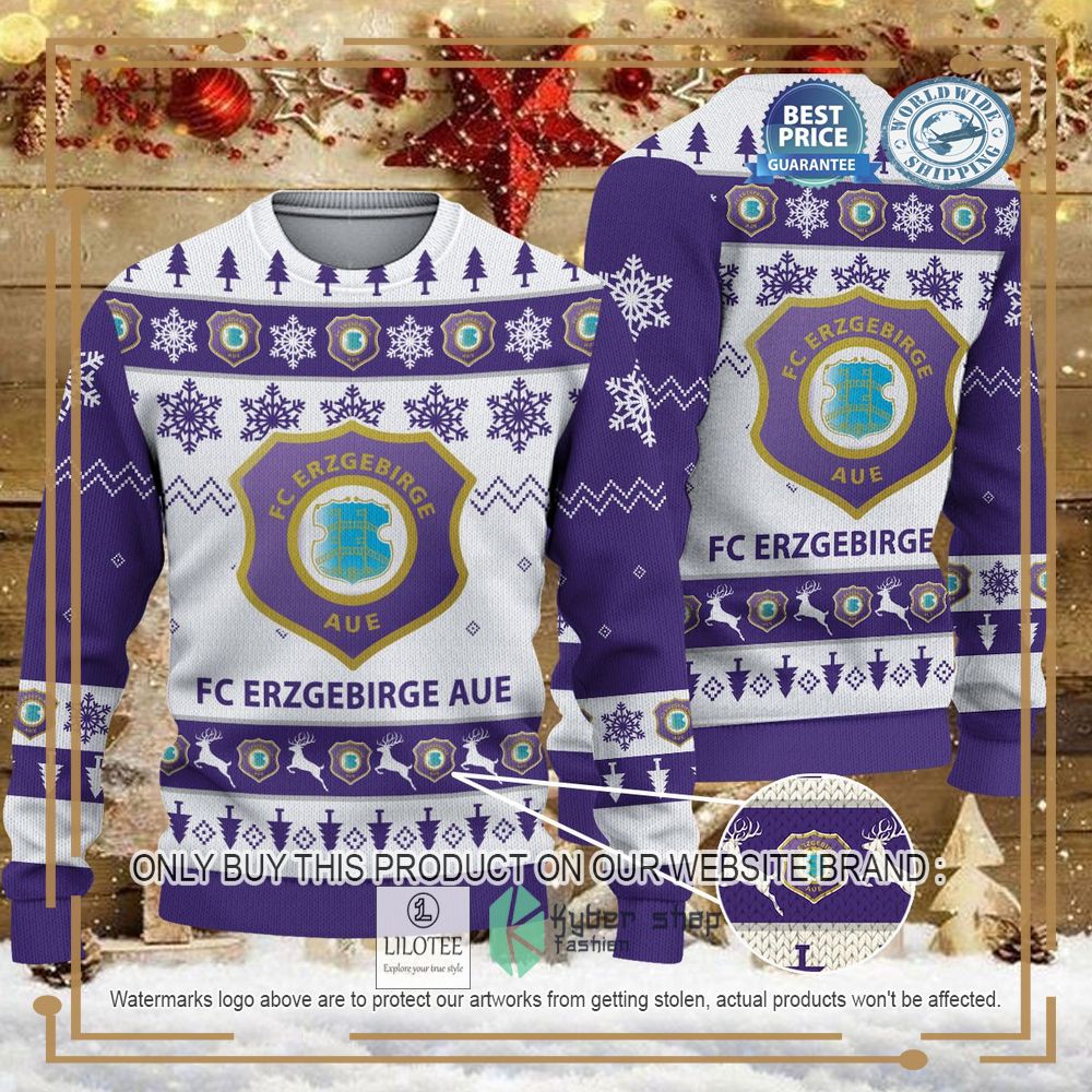 Erzgebirge Aue white purple Ugly Christmas Sweater - LIMITED EDITION 6