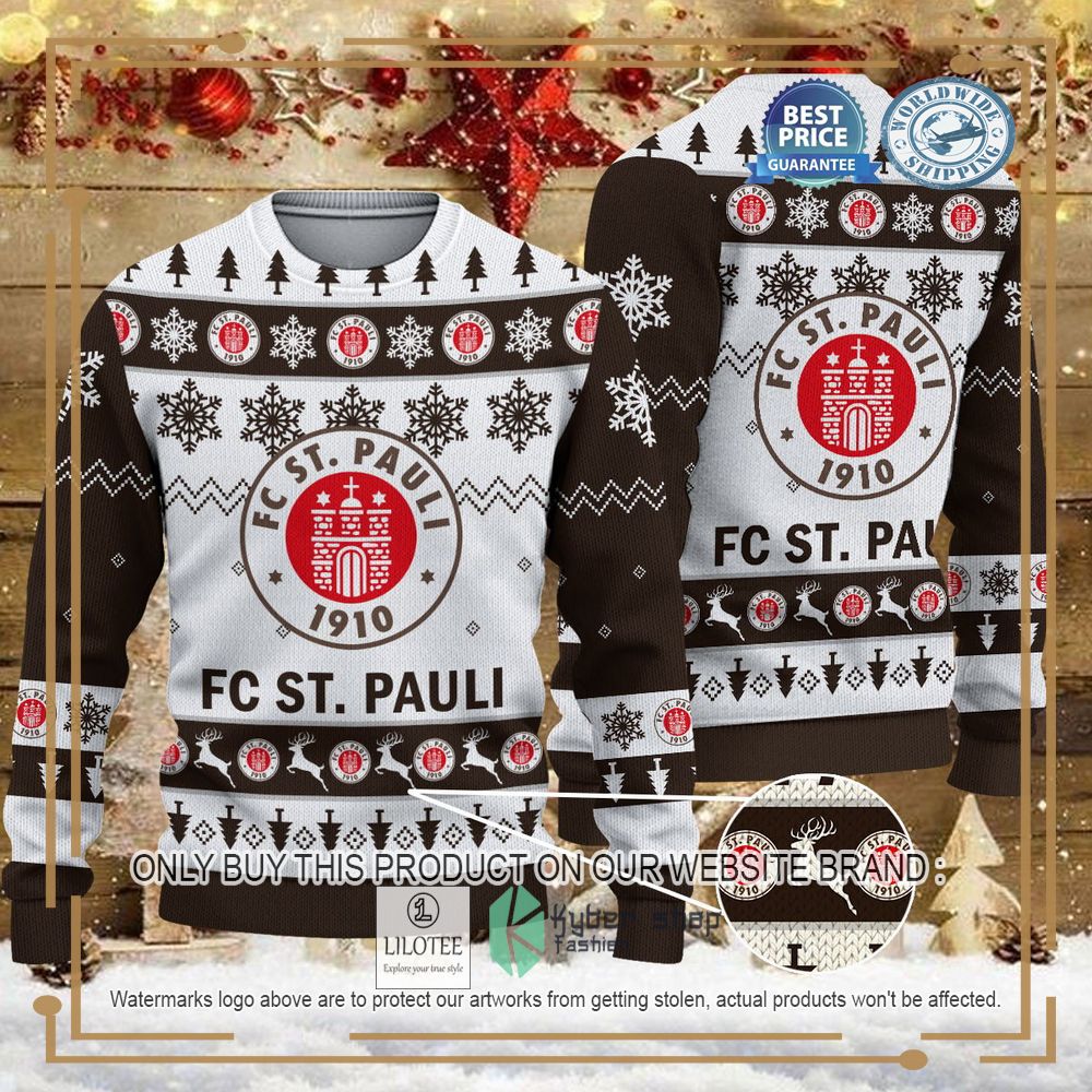FC St. Pauli white brown Ugly Christmas Sweater - LIMITED EDITION 6