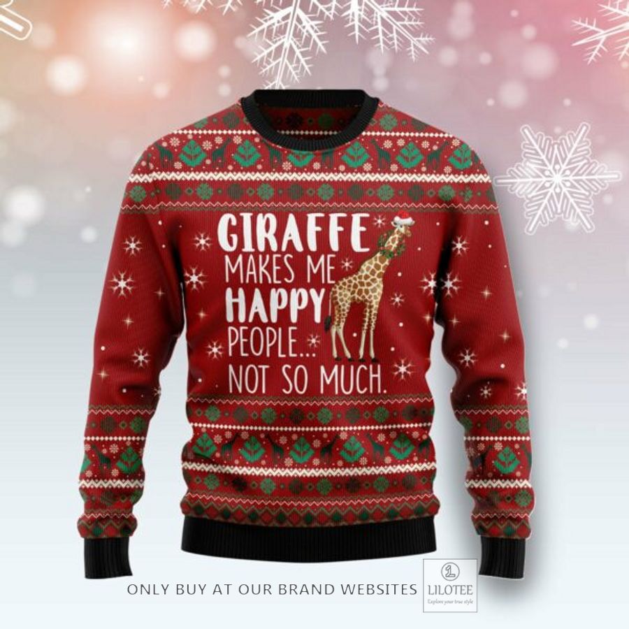 Giraffe Makes Me Happy Ugly Christmas Sweatshirt 7