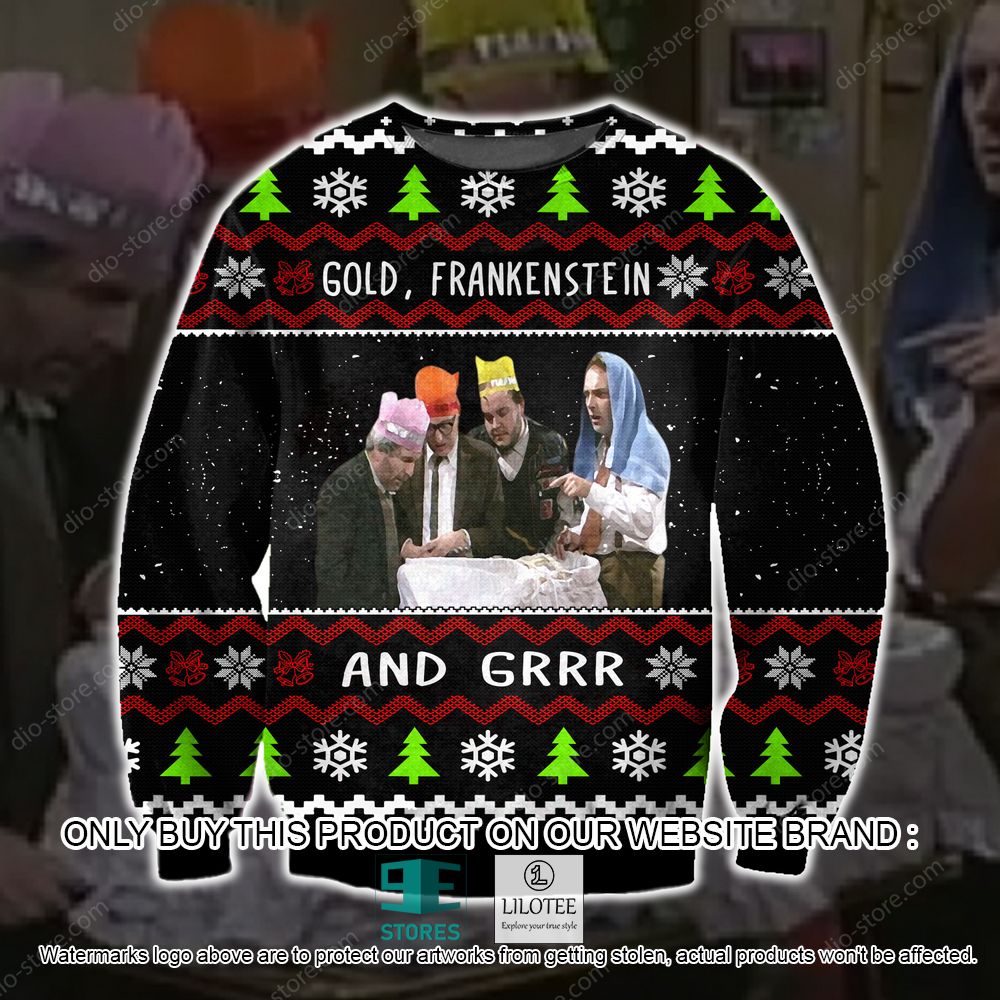 Gold Frankenstein And Grr Ugly Christmas Sweater - LIMITED EDITION 11