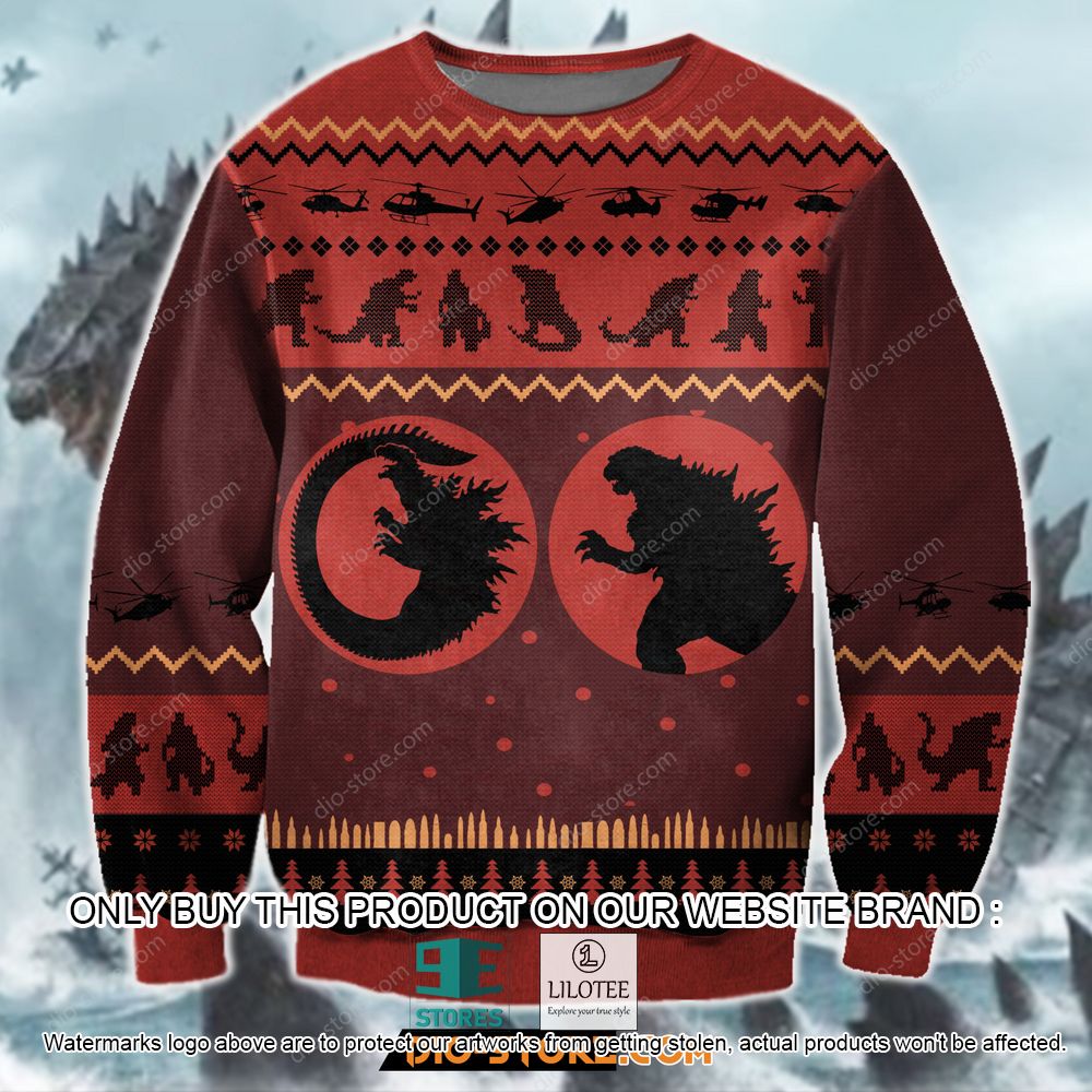 Gozilla Pattern Ugly Christmas Sweater - LIMITED EDITION 10