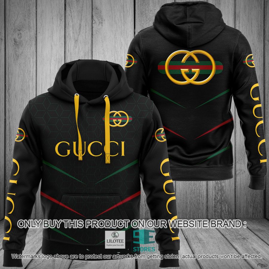Gucci Gold Black 3D All Over Print Hoodie 8