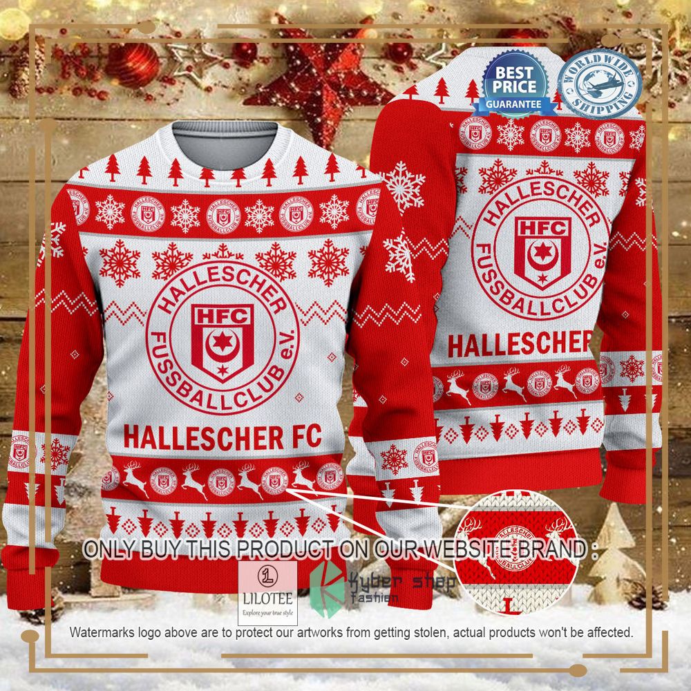 Hallescher FC white red Ugly Christmas Sweater - LIMITED EDITION 6