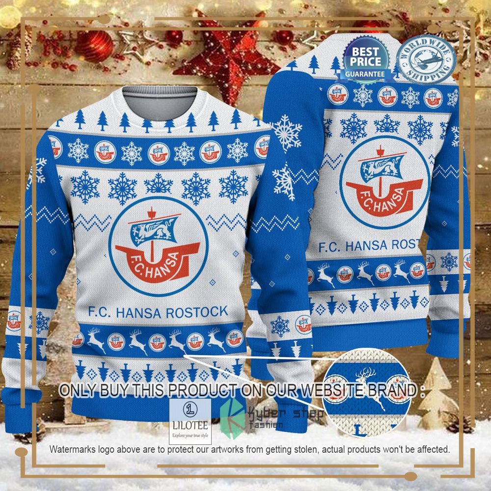 Hansa Rostock white blue Ugly Christmas Sweater - LIMITED EDITION 6