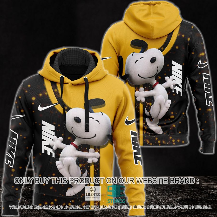 Happy Snoopy Nike Black yellow 3D All Over Print Hoodie 9