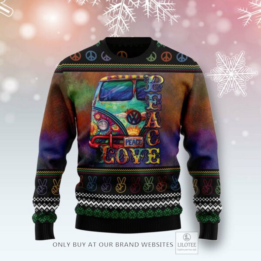 Hippie Peace Love Ugly Christmas Sweatshirt 6