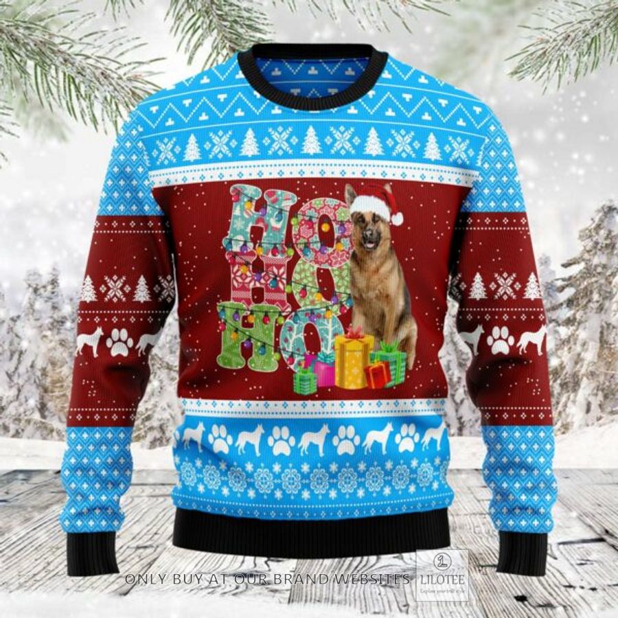 Hohoho German Shepherd Ugly Christmas Sweatshirt 7