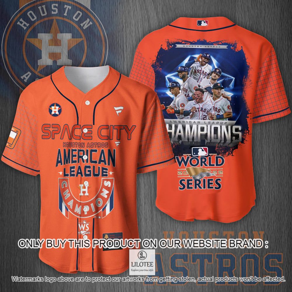 Houston Astros Space City Champions Orange Blue Baseball Jersey - LIMITED EDITION 8