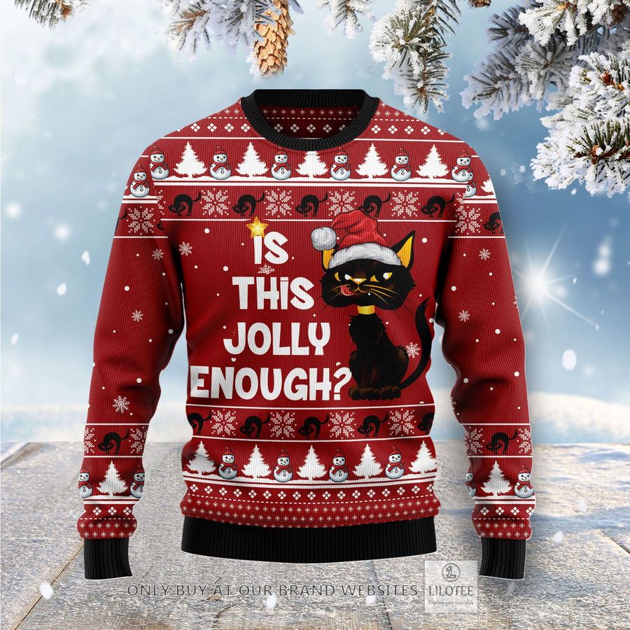 Is This Jolly Enough Black Cat Ugly Christmas Sweater - LIMITED EDITION 31