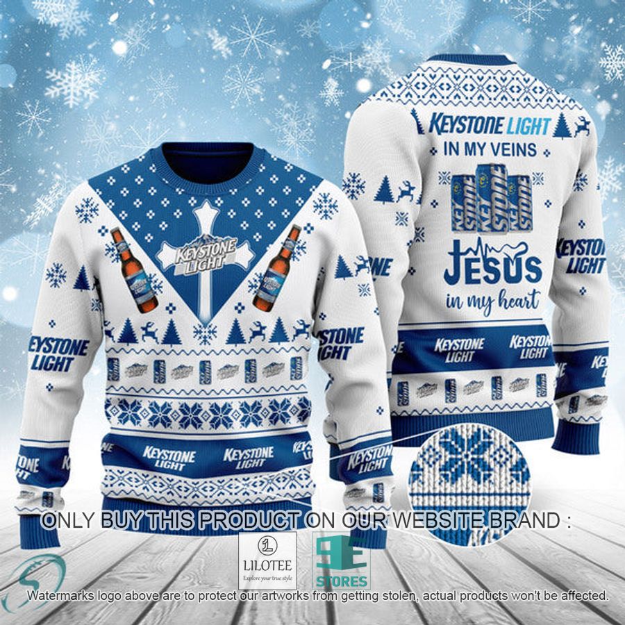 Keystone Light In My Veins Jesus In My Heart Ugly Christmas Sweater - LIMITED EDITION 8
