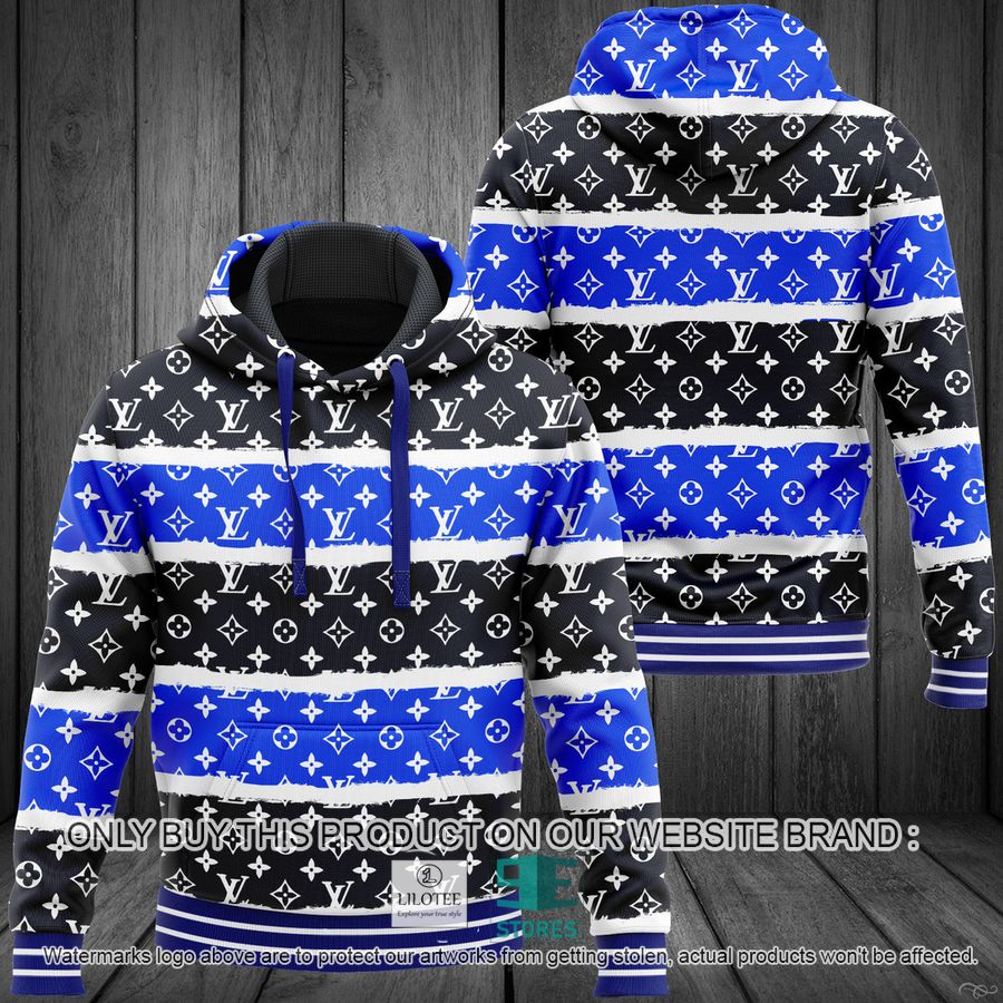 Louis Vuitton Black and Blue 3D All Over Print Hoodie 9