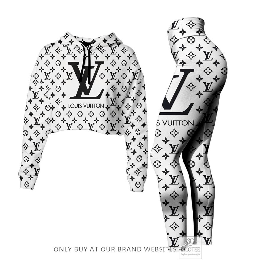 Louis Vuitton Black pattern white Crop Hoodie vs Legging 2