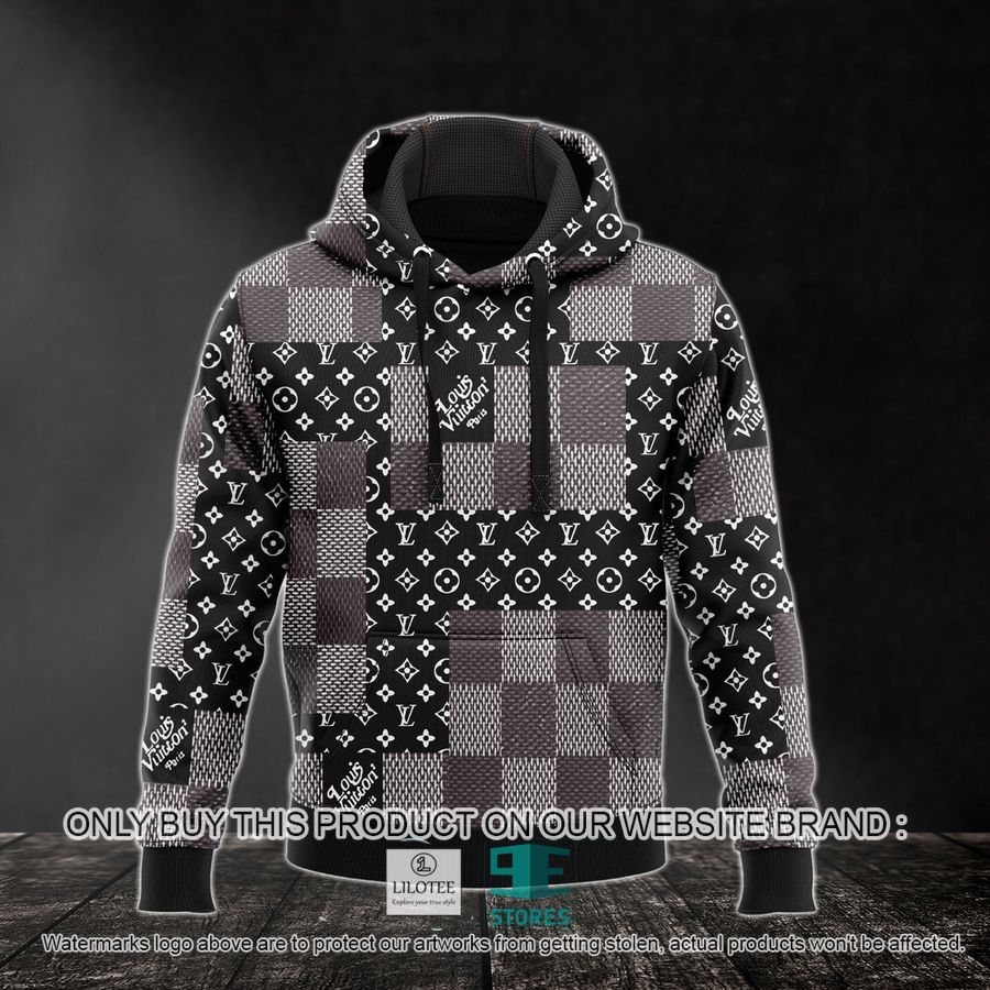Louis Vuitton Caro Pattern Black 3D All Over Print Hoodie 8