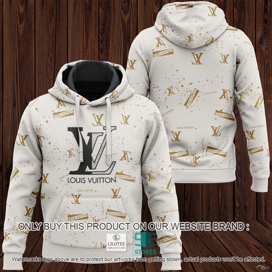 Louis Vuitton Gold LV Pattern White 3D All Over Print Hoodie 9