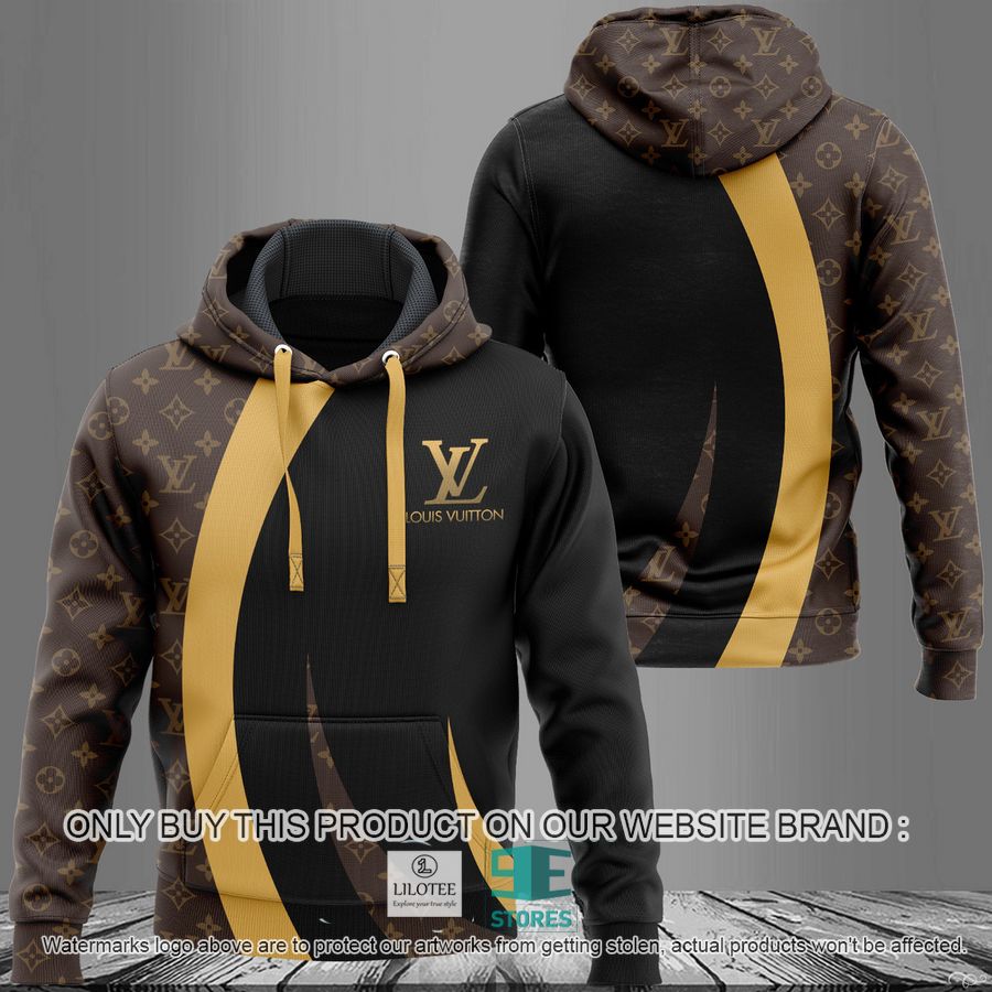 Louis Vuitton Gold pattern brown 3D All Over Print Hoodie 8