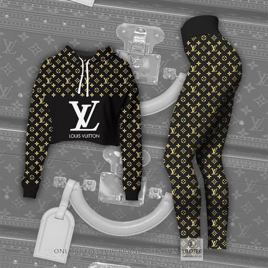 Louis Vuitton Yellow pattern Black Crop Hoodie vs Legging 2