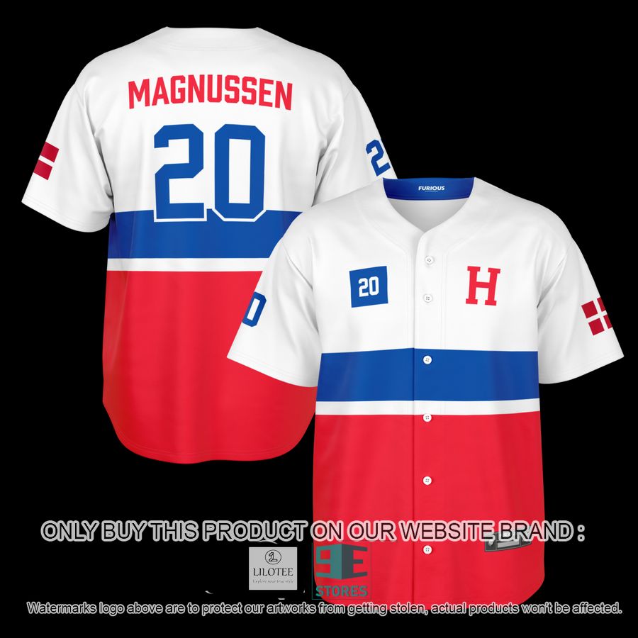 Magnussen 20 Red White Baseball Jersey 12