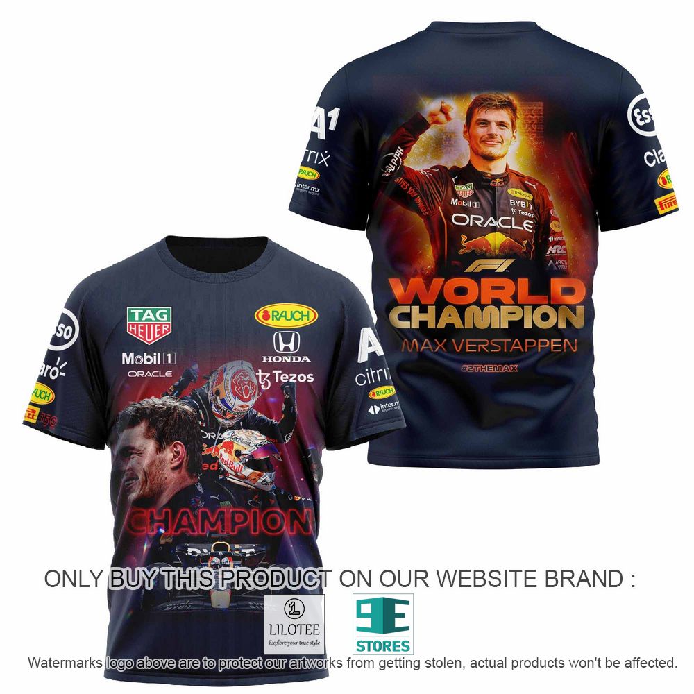 Max Verstappen 2022 Formula One World Champion Navy 3D Shirt - LIMITED EDITION 2