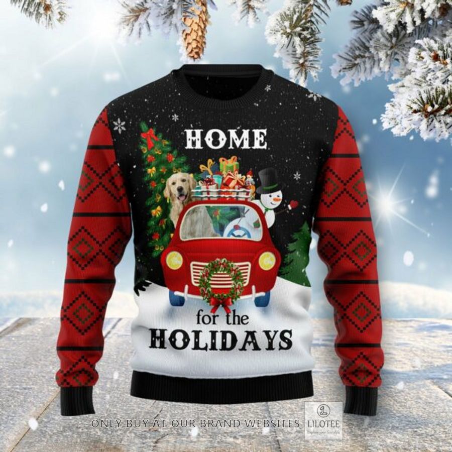 Merry Christmas Golden Retriever And Snowman Ugly Christmas Sweatshirt 6